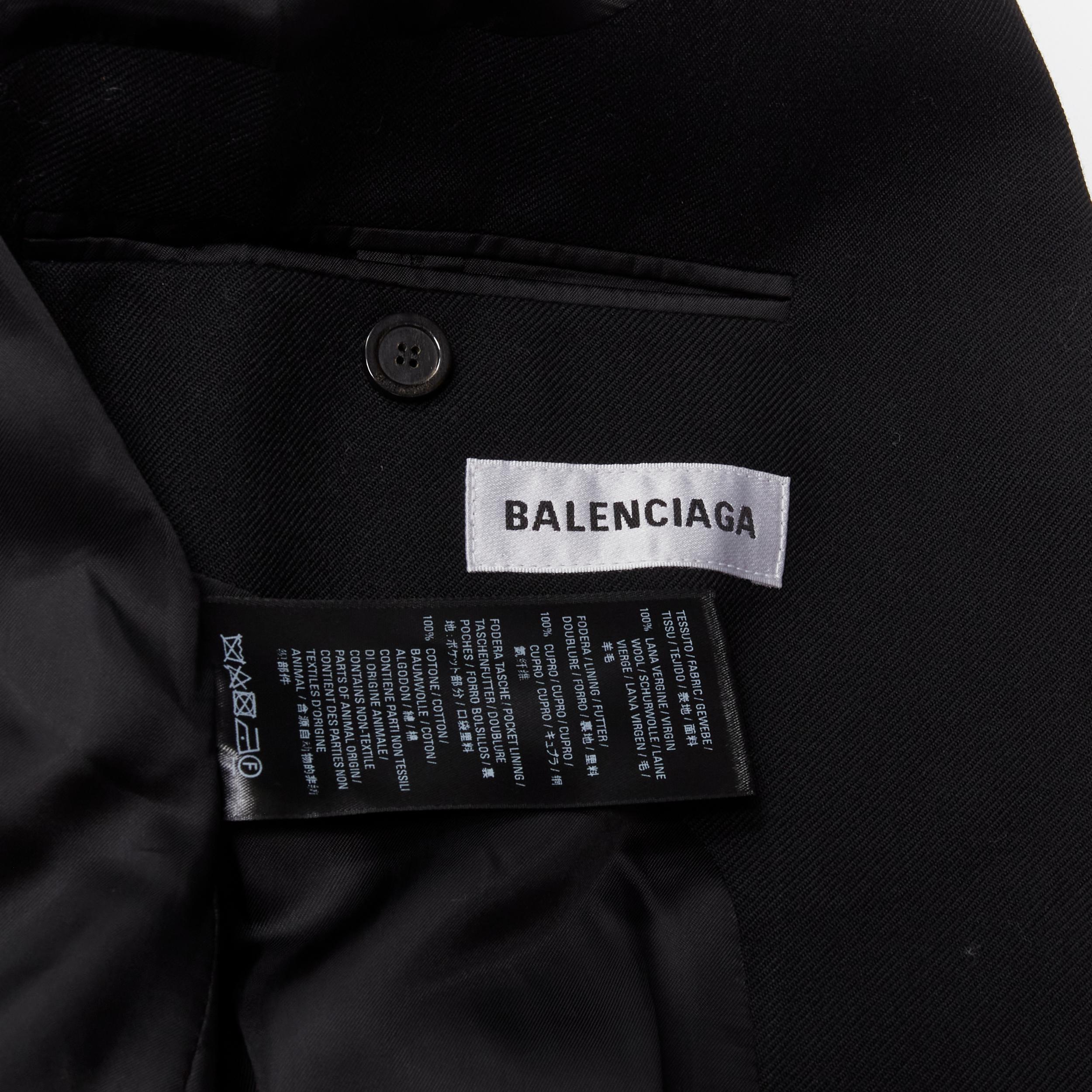 BALENCIAGA DEMNA 2019 black wool power padded shoulder oversized blazer FR34 XS For Sale 3