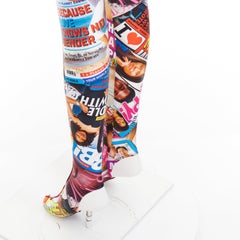 BALENCIAGA Demna 2019 Magazine Dynasty tabloid print stirrup tights FR34 XS