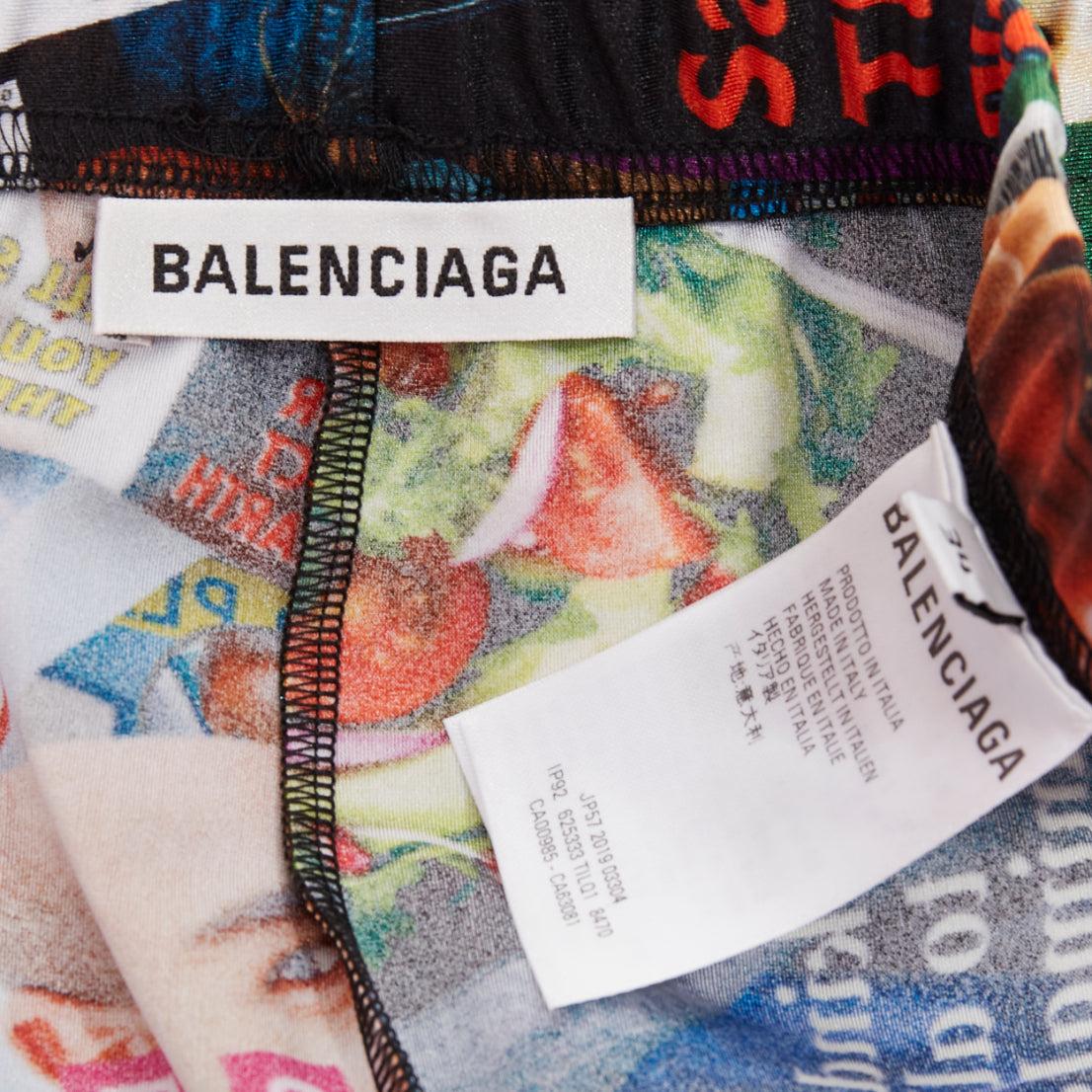 BALENCIAGA Demna 2019 Magazin Dynastie Tabloiddruck Stegstrumpfhose FR34 XS im Angebot 3