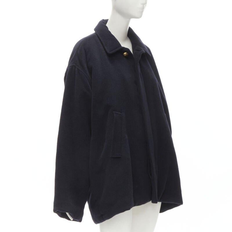 Nero Balenciaga DEMNA 2019 cappotto cocoon con bottoni in oro antico e cammello, FR38 M. in vendita