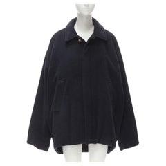 BALENCIAGA DEMNA 2019 navy camel antique gold button cocoon coat FR38 M