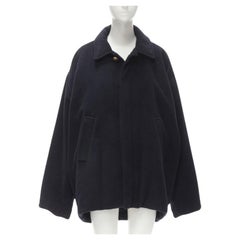 BALENCIAGA DEMNA 2019 navy camel antique gold button cocoon coat FR38 M