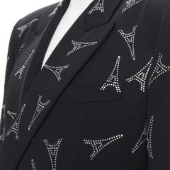 BALENCIAGA Demna 2019 Runway Eiffel Tower crystal Power blazer IT46 S