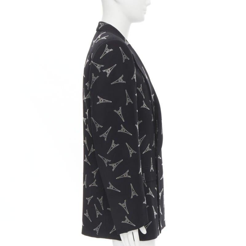 Balenciaga Demna 2019 Runway Eiffel Tower crystal Power blazer IT46 S In condizioni ottime in vendita a Hong Kong, NT