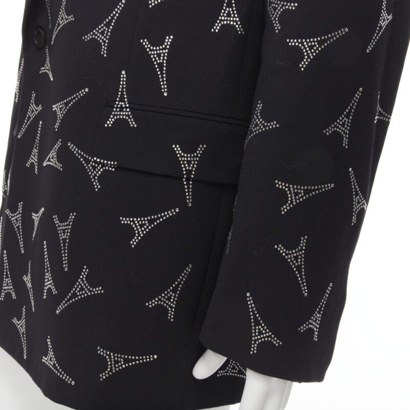 Balenciaga Demna 2019 Runway Eiffel Tower crystal Power blazer IT46 S in vendita 2