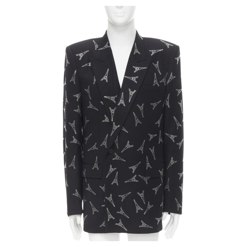 Balenciaga Demna 2019 Runway Eiffel Tower crystal Power blazer IT46 S in vendita