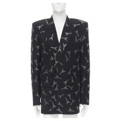 BALENCIAGA Demna 2019 Runway Eiffel Tower crystal Power blazer IT46 S