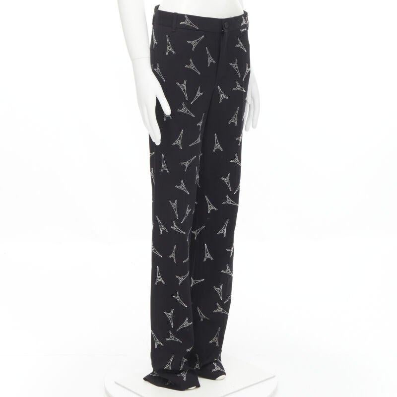 BALENCIAGA Demna 2019 Laufsteg Eiffelturm Kristallhose Hose IT48 M
Referenz: TGAS/C00446
Marke: Balenciaga
Designer: Demna
Modell: 571139 TET03 1000
Collection'S: Herbst Winter 2019 - Laufsteg
MATERIAL: Viskose, Wolle
Farbe: Schwarz
Muster: