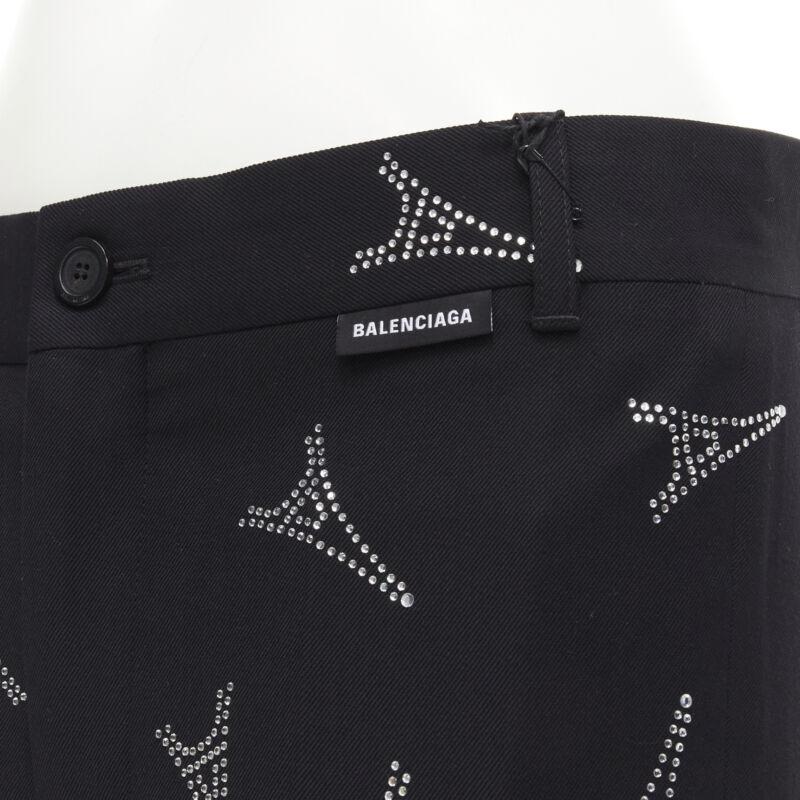 BALENCIAGA Demna 2019 Laufsteg Eiffelturm Kristallhose Hose IT48 M (Schwarz) im Angebot
