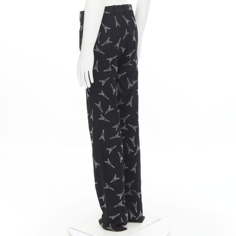BALENCIAGA Demna 2019 Laufsteg Eiffelturm Kristallhose Hose IT48 M im Angebot 1