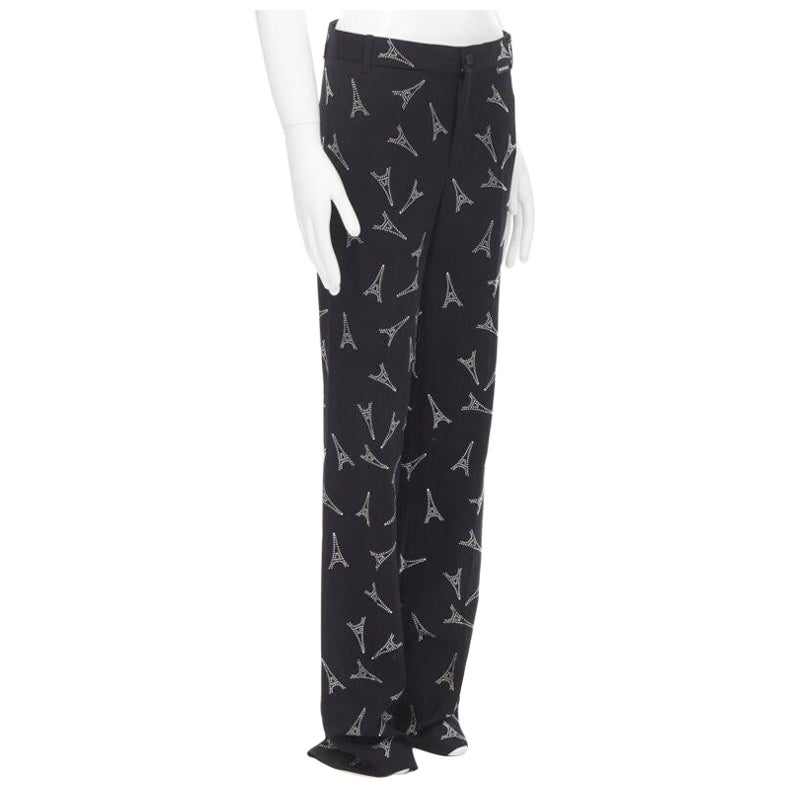 BALENCIAGA Demna 2019 Runway Eiffel Tower crystal trousers pants IT48 M For Sale