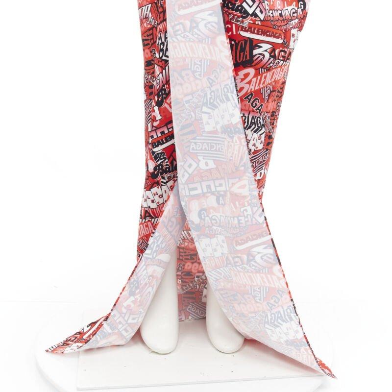 BALENCIAGA Demna 2019 Runway red logo print wrap tie maxi skirt FR36 S For Sale 3