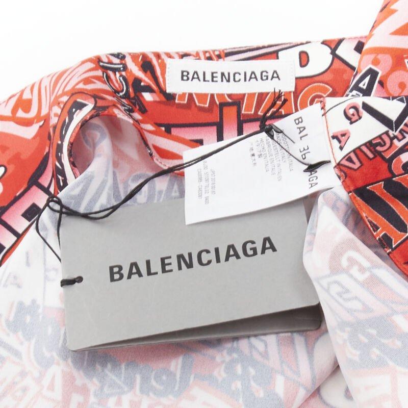 BALENCIAGA Demna 2019 Runway red logo print wrap tie maxi skirt FR36 S For Sale 4