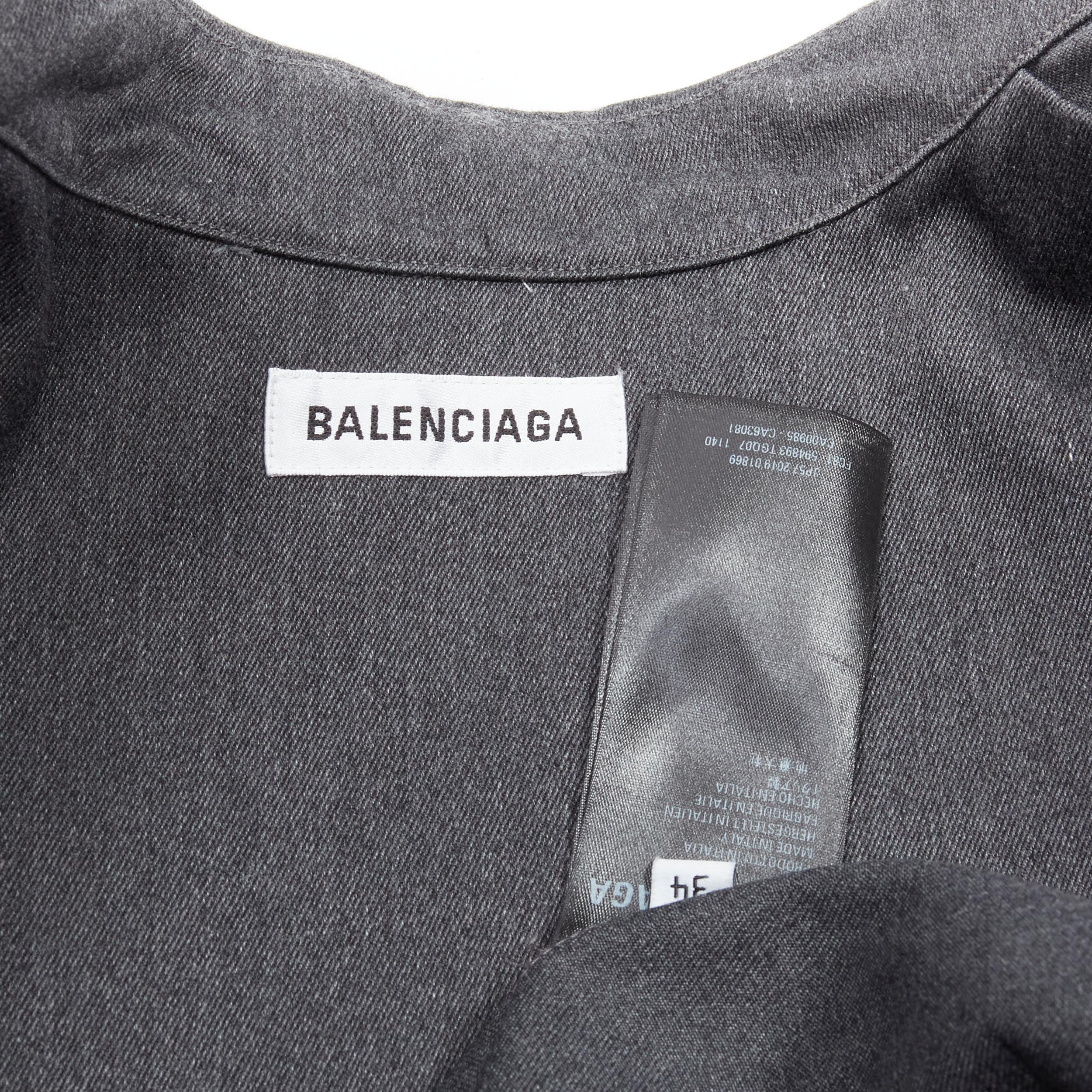BALENCIAGA Demna 2019 Vintage BB logo grey cocoon back shirt FR34 XS 3