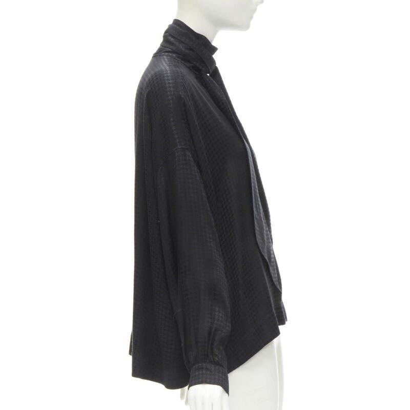 BALENCIAGA DEMNA 2020 black acetate crepe tie neck oversized blouse FR36 S In Excellent Condition In Hong Kong, NT