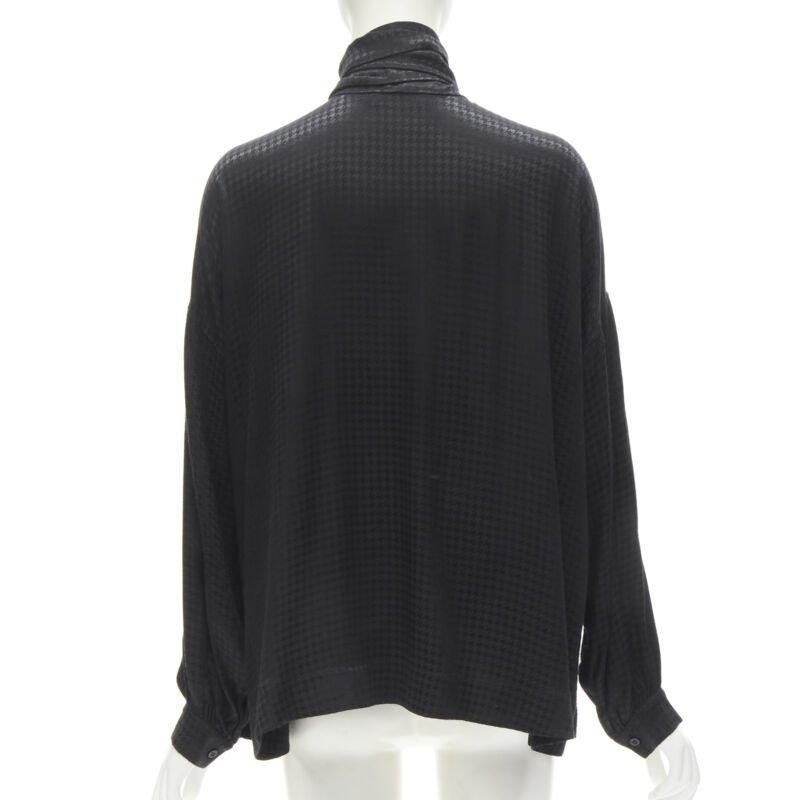 Women's BALENCIAGA DEMNA 2020 black acetate crepe tie neck oversized blouse FR36 S