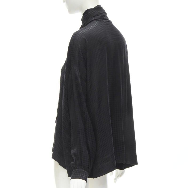 BALENCIAGA DEMNA 2020 black acetate crepe tie neck oversized blouse FR36 S 1