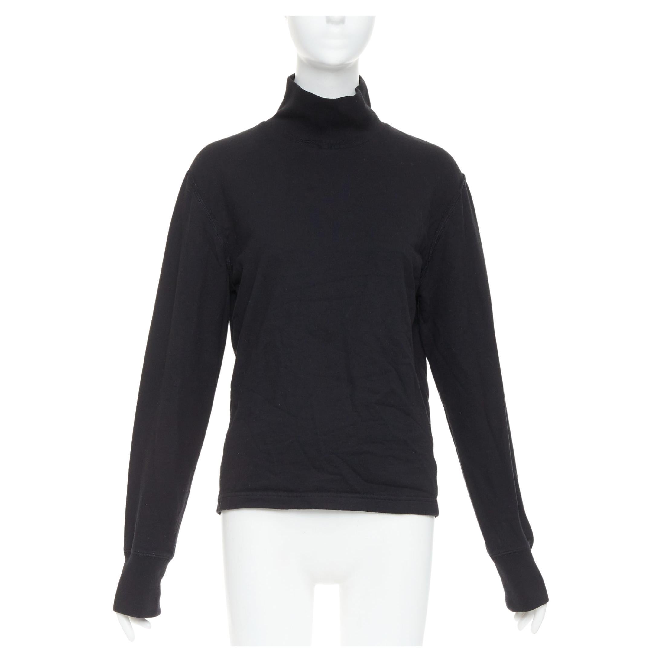 BALENCIAGA Demna 2020 top negro de cuello alto forrado de forro polar y vuelto del revés M