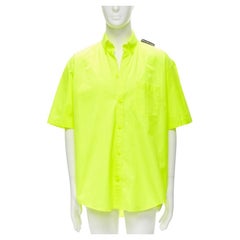 Balenciaga Demna 2020 giallo neon, camicia boxy oversize con linguetta sulla spalla EU38 S