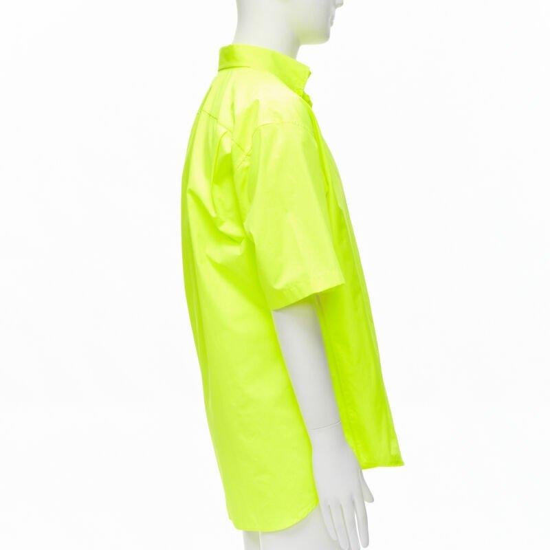 BALENCIAGA Demna 2020 neon yellow shoulder tag boxy oversized shirt EU37 XS In New Condition In Hong Kong, NT