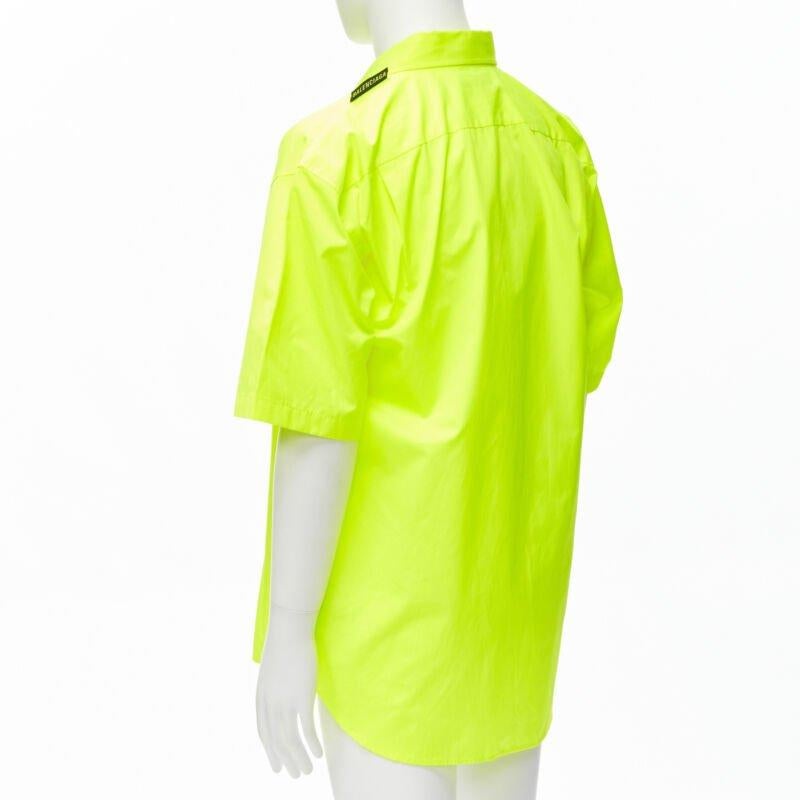 BALENCIAGA Demna 2020 neon yellow shoulder tag boxy oversized shirt EU37 XS 1