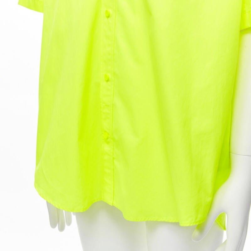 BALENCIAGA Demna 2020 neon yellow shoulder tag boxy oversized shirt EU37 XS 2