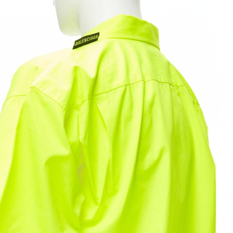 BALENCIAGA Demna 2020 neon yellow shoulder tag boxy oversized shirt EU37 XS 3