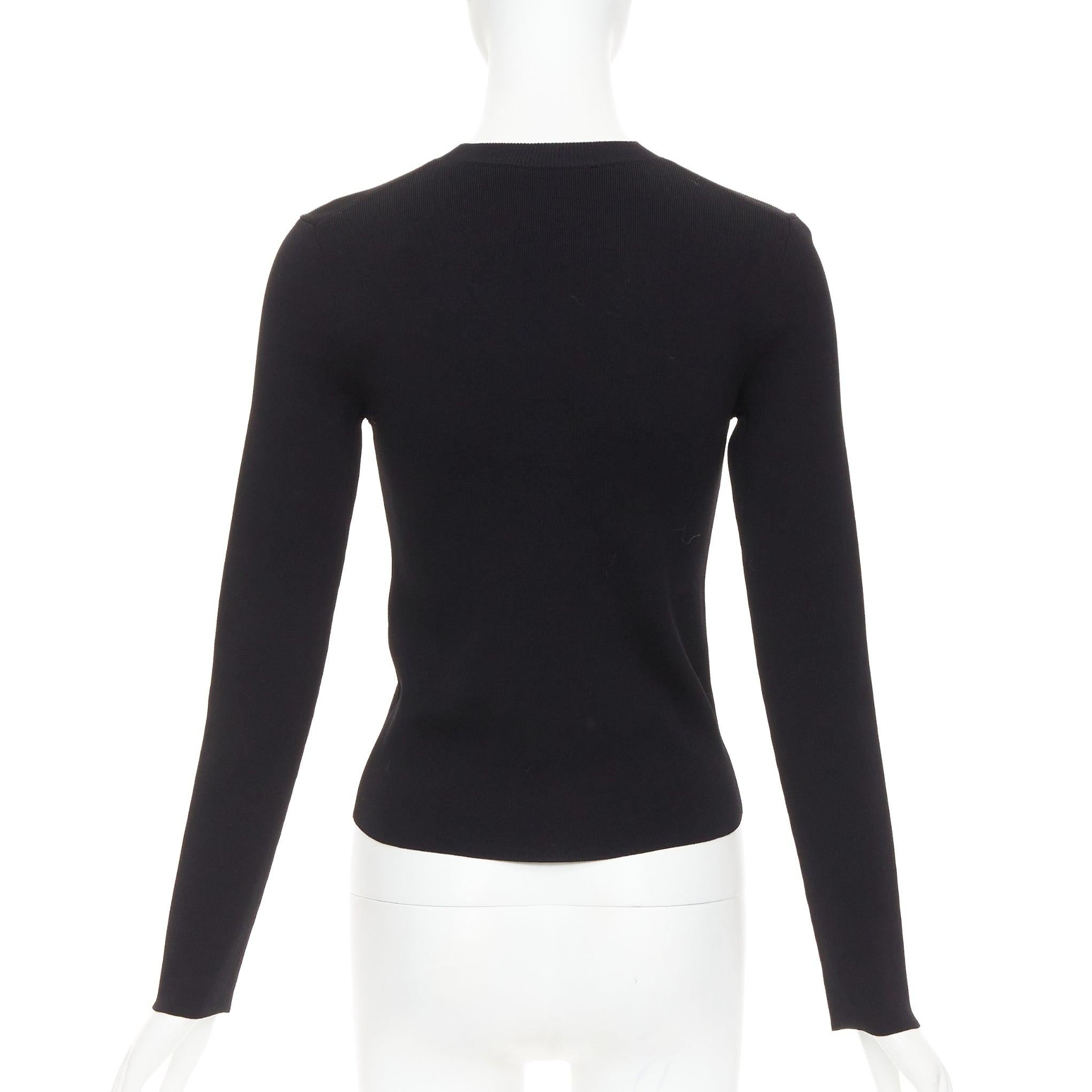 Women's BALENCIAGA Demna 2021 black logo collar long sleeve crew neck pullover top S For Sale