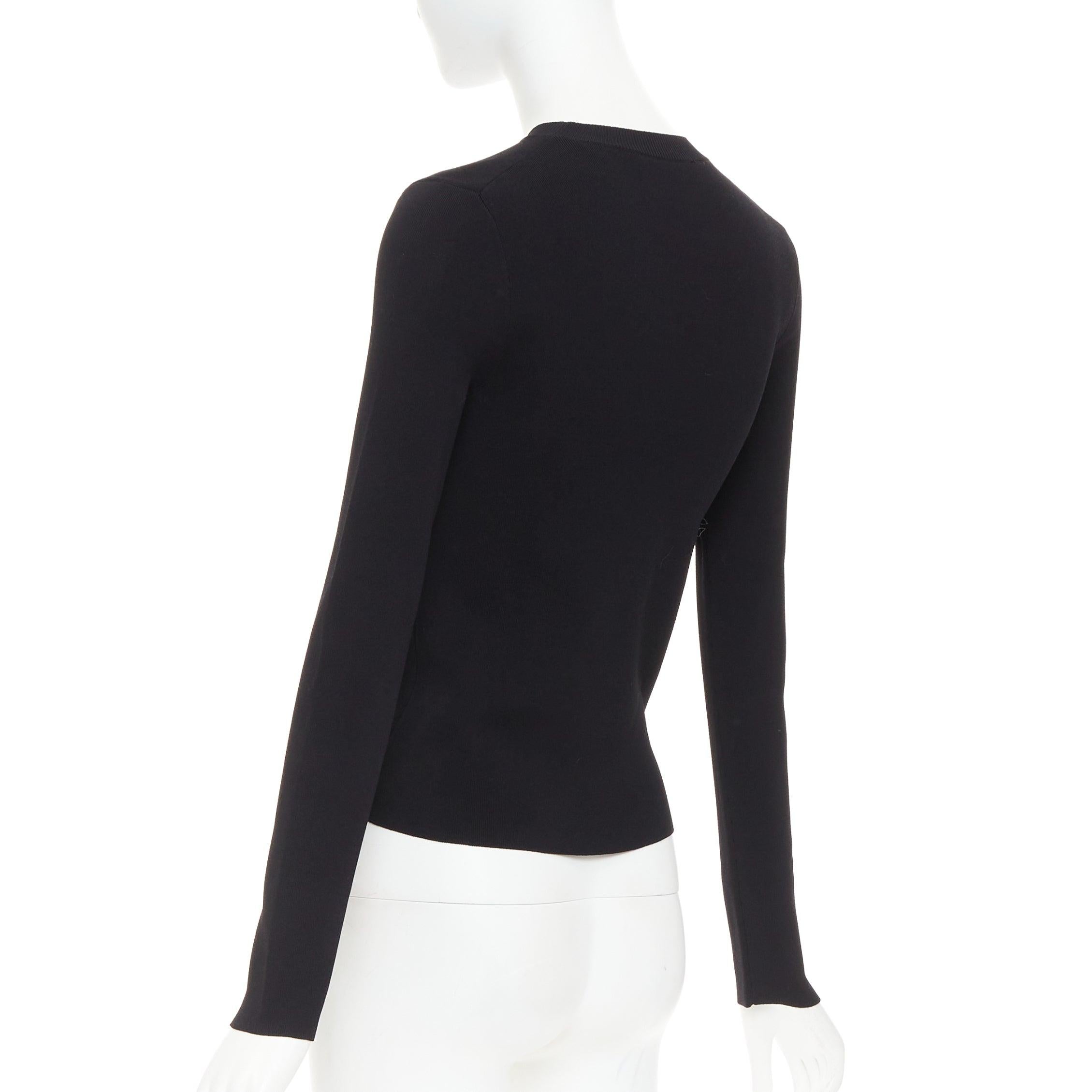 BALENCIAGA Demna 2021 black logo collar long sleeve crew neck pullover top S For Sale 1