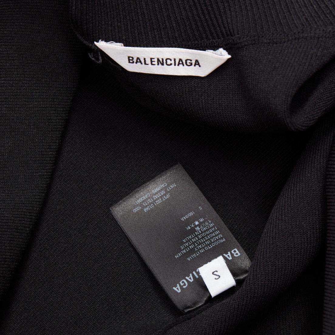 BALENCIAGA Demna 2021 black logo collar long sleeve crew neck pullover top S For Sale 3