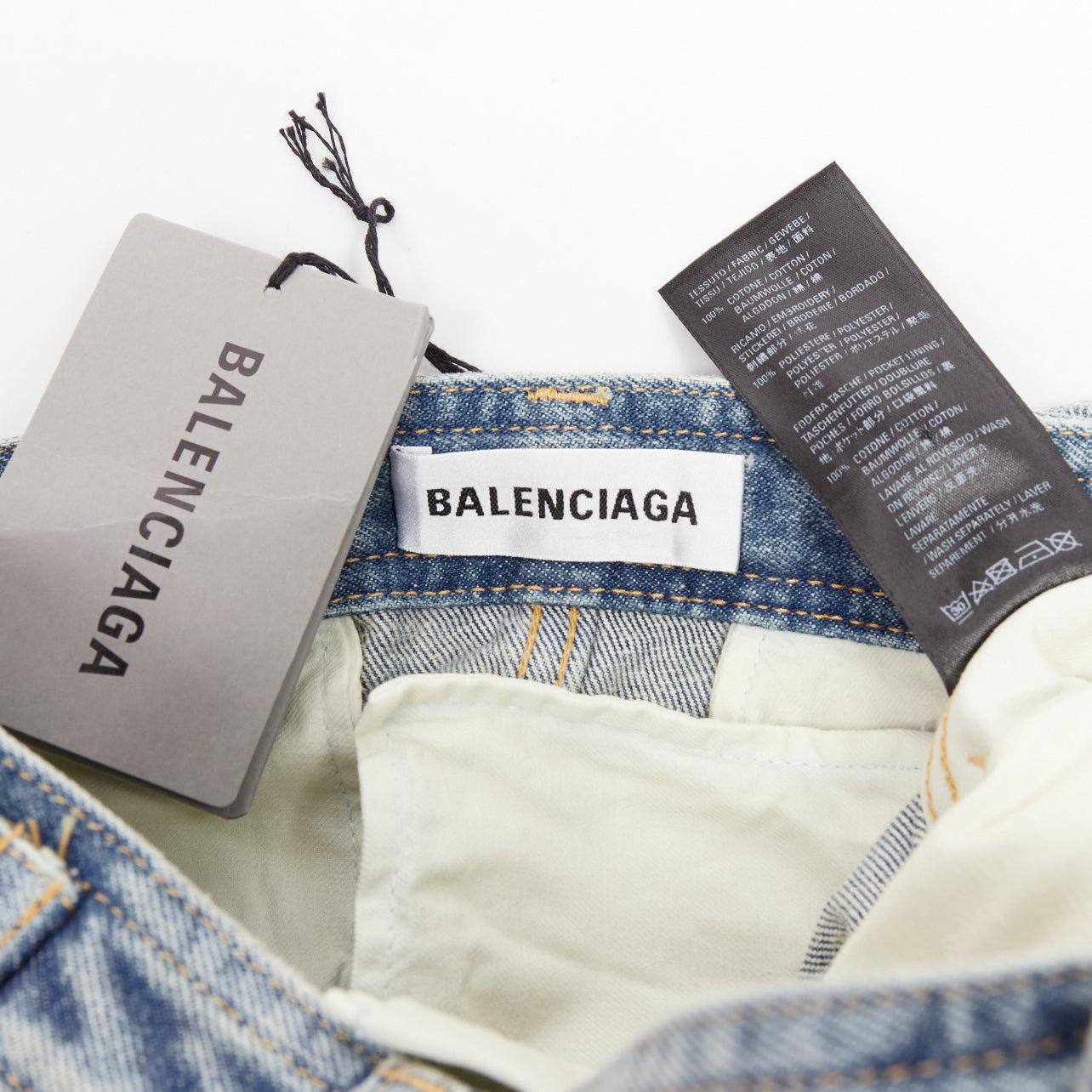 BALENCIAGA Demna 2021 Cargo Kick blue denim low waist logo midi skirt FR38 M For Sale 3