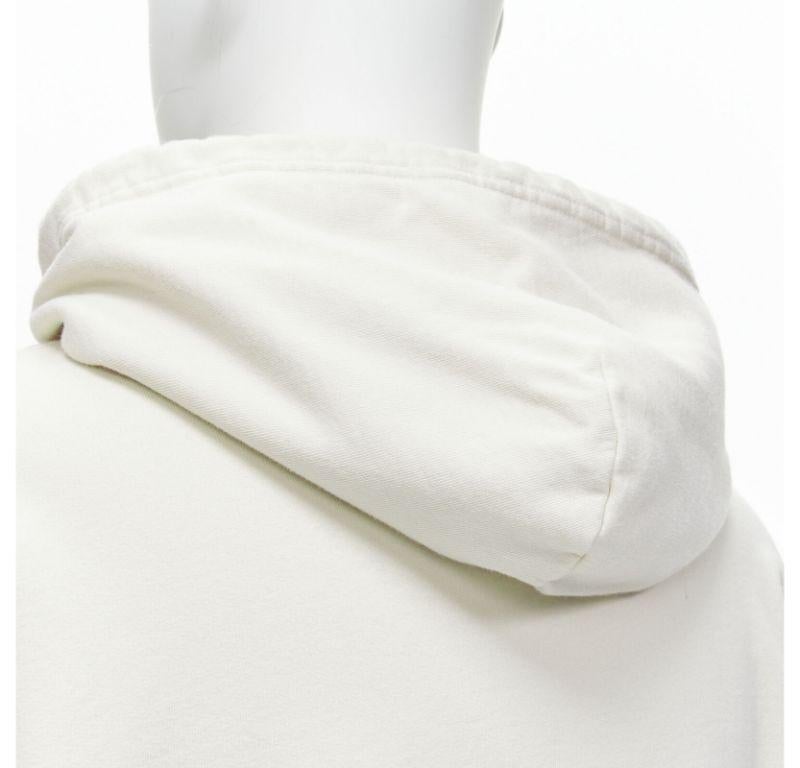 BALENCIAGA Demna 2021 ecru cotton logo embroidery oversized hoodie sweatshirt L For Sale 1