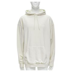 BALENCIAGA Demna 2021 ecru cotton logo embroidery oversized hoodie sweatshirt L