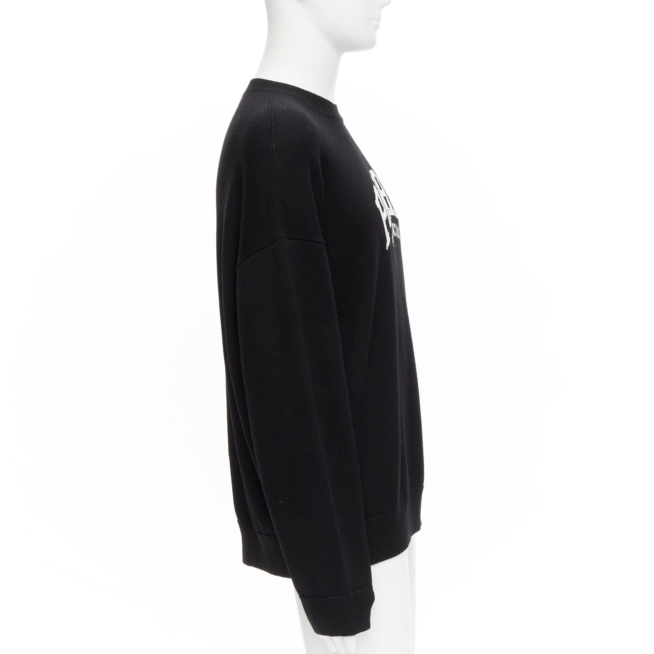 BALENCIAGA Demna 2021 Unisex Wardrobe Paris Cities black virgin wool sweater M In Excellent Condition In Hong Kong, NT