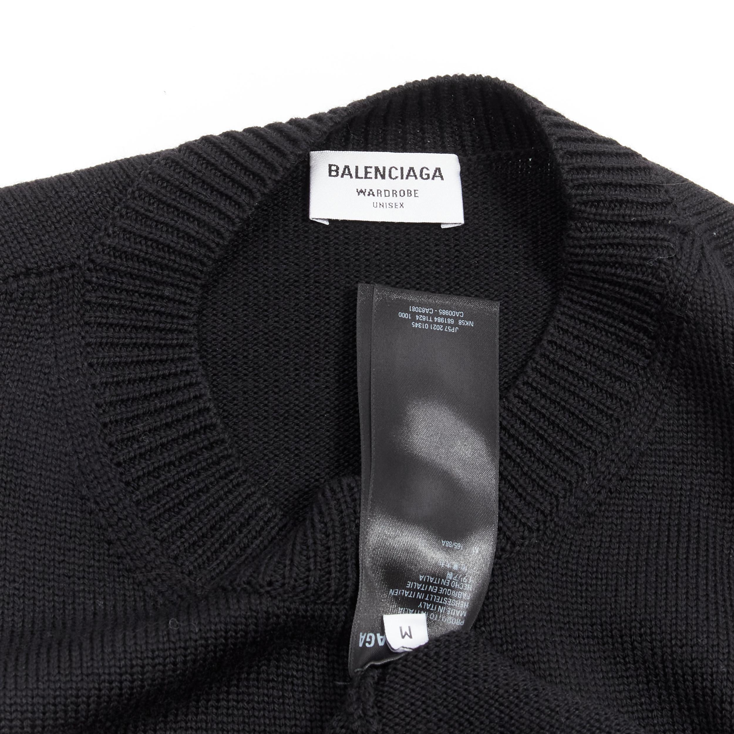 BALENCIAGA Demna 2021 Unisex Wardrobe Paris Cities black virgin wool sweater M 4
