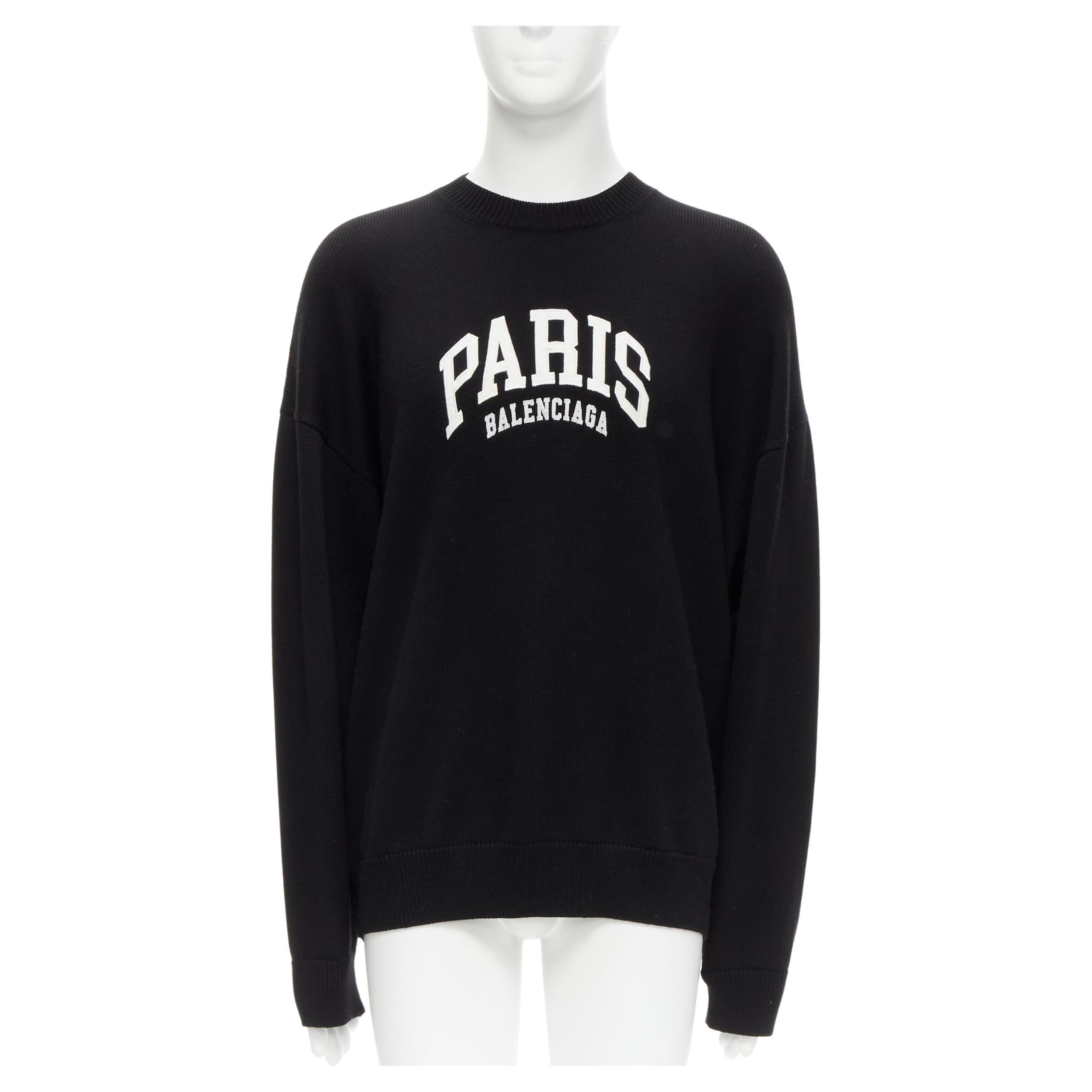 BALENCIAGA Demna 2021 Unisex Wardrobe Paris Cities black virgin wool sweater M