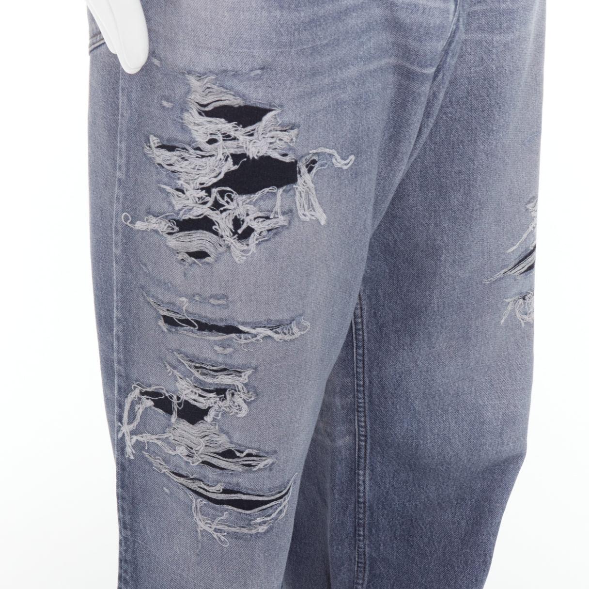 BALENCIAGA Demna 2023 blue tromp loeil jean printed wide leg sweatpants S For Sale 2