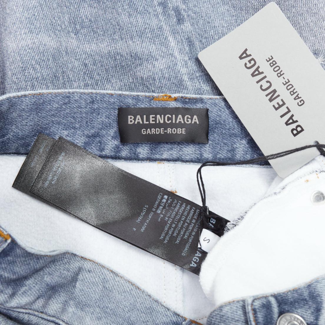BALENCIAGA Demna 2023 blue tromp loeil jean printed wide leg sweatpants S For Sale 3