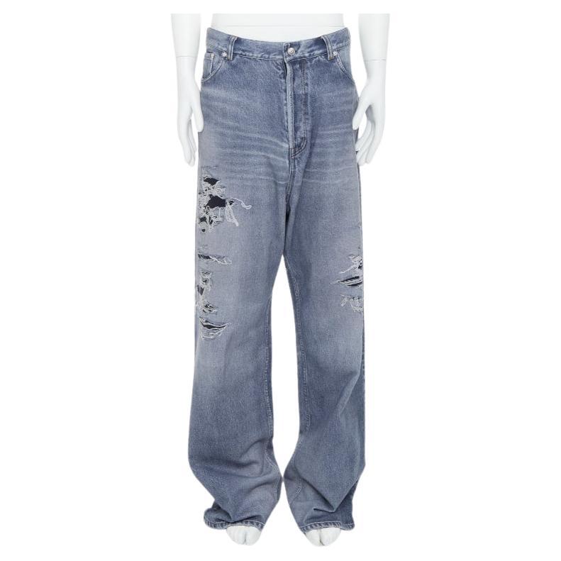 BALENCIAGA Demna 2023 blue tromp loeil jean printed wide leg BALENCIAGA Demna 2023 blue tromp loeil jean printed wide leg