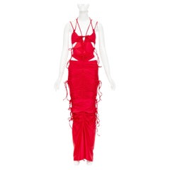 BALENCIAGA Demna 2023 Runway bikini cut out ribbon tie deconstructed maxi dress