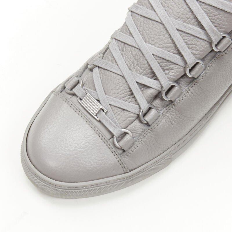 BALENCIAGA DEMNA Arena Pyrite Grey grained leather low top sneakers EU41 US8 2