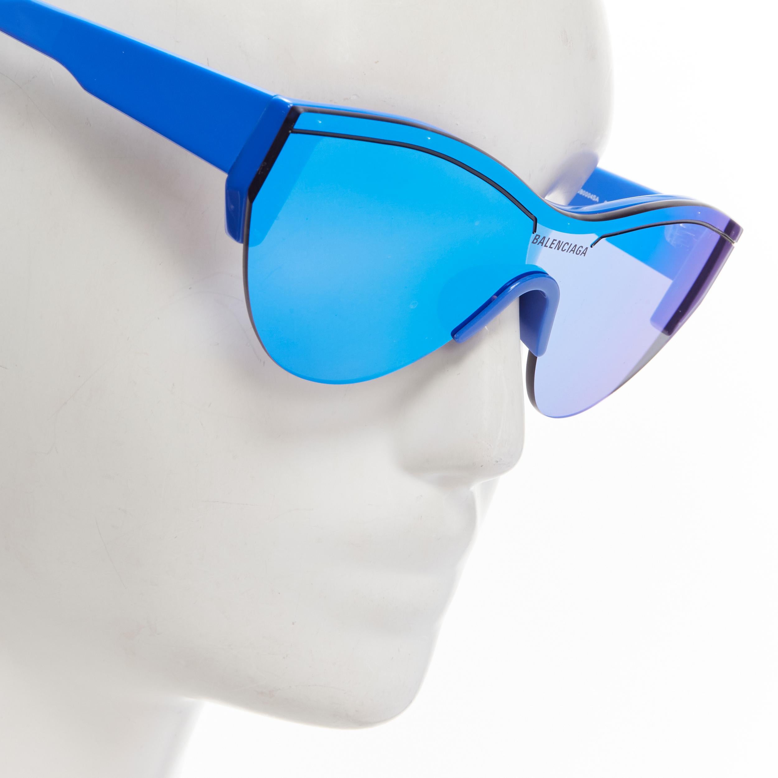 BALENCIAGA DEMNA BB0004SA blue mirrored reflective acetate temple sunglasses 
Reference: ANWU/A00084 
Brand: Balenciaga 
Designer: Demna 
Material: Acetate 
Color: Blue 
Pattern: Solid 
Made in: Italy 


CONDITION: 
Condition: Excellent, this item