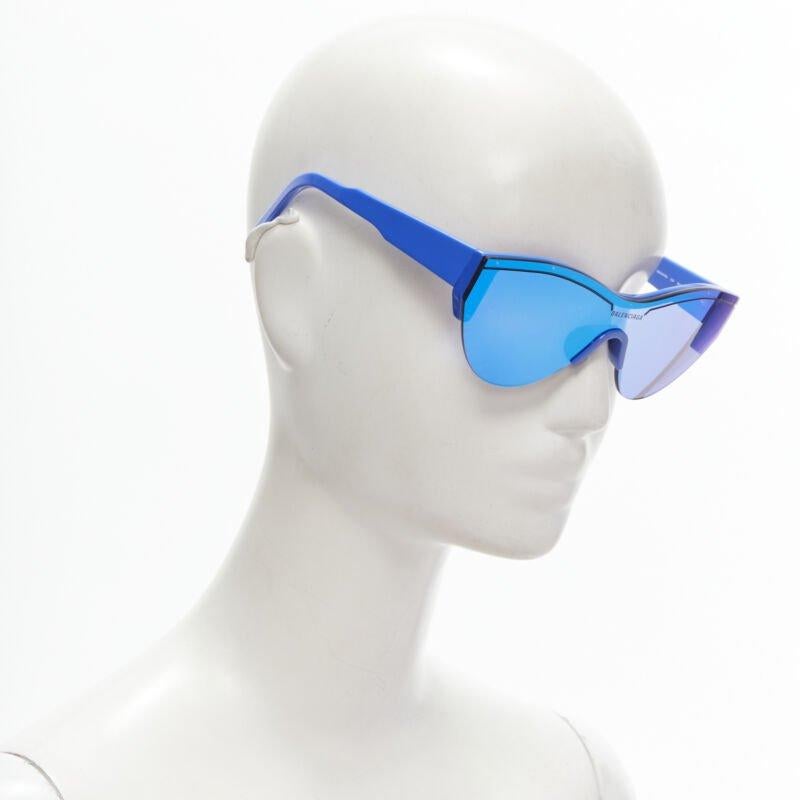 Gris BALENCIAGA DEMNA - Lunettes de soleil à monture temple en acétate réfléchissant bleu BB0004SA en vente