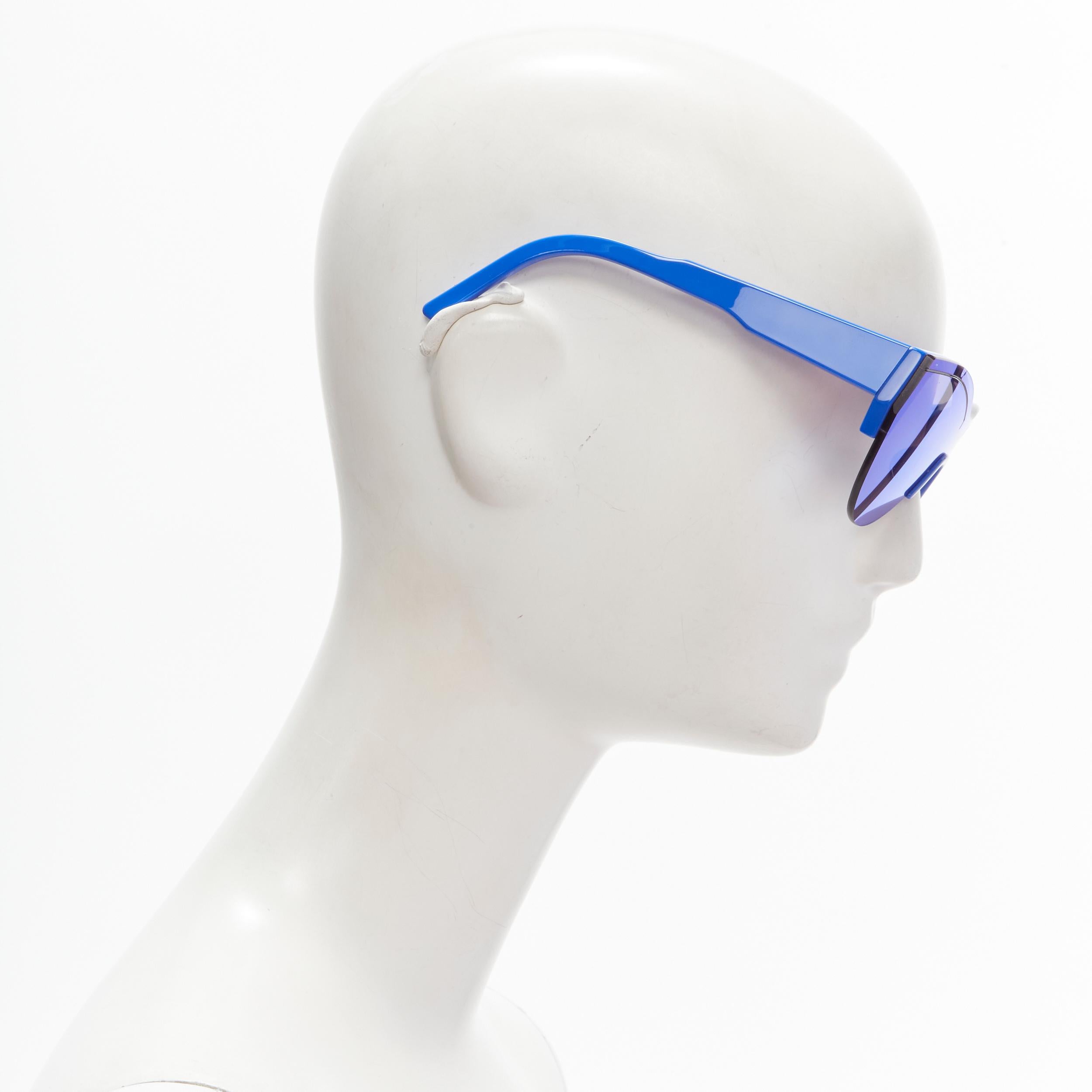 Gray BALENCIAGA DEMNA BB0004SA blue mirrored reflective acetate temple sunglasses For Sale