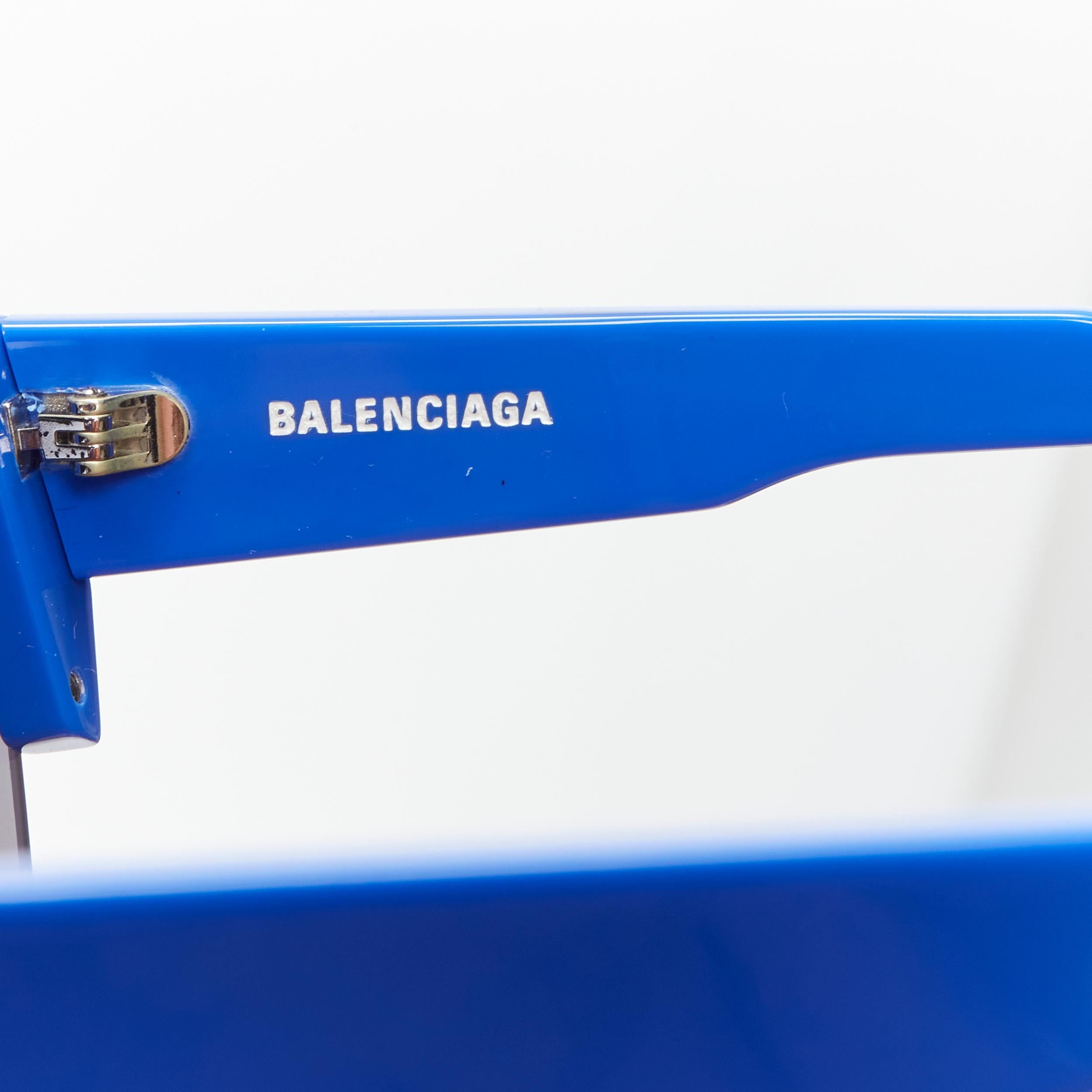 Women's BALENCIAGA DEMNA BB0004SA blue mirrored reflective acetate temple sunglasses For Sale