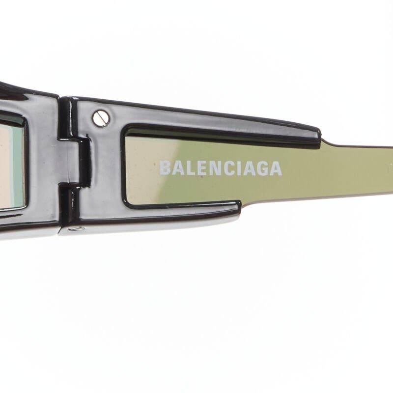 BALENCIAGA DEMNA BB0038S occhiali da sole con scudo nero specchiato e arancione in vendita 1