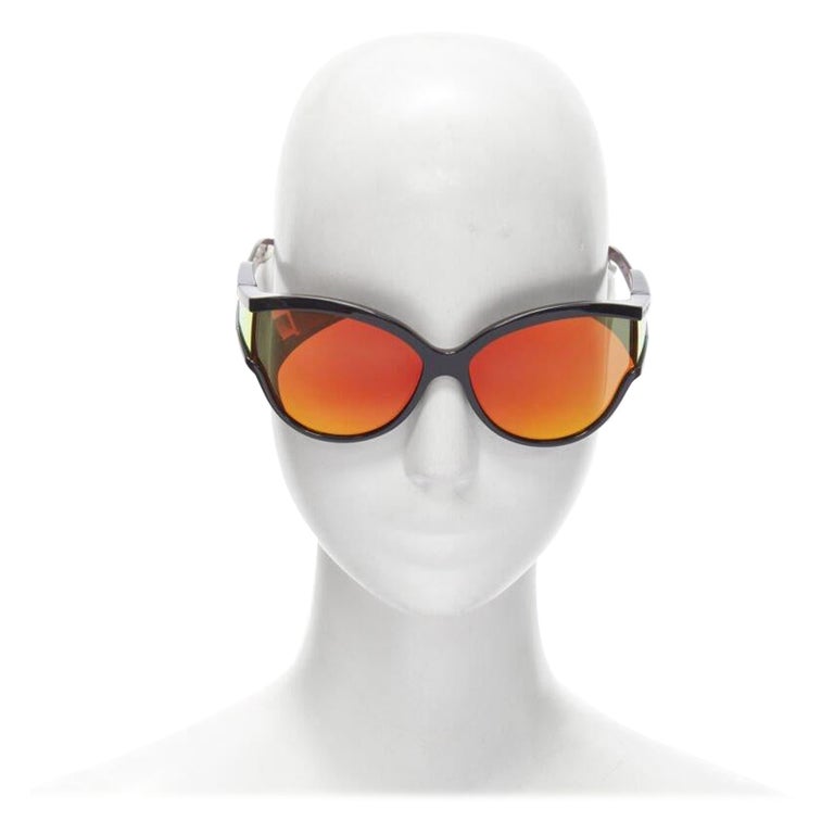 Balenciaga Orange Shield Mirrored Sunglasses Balenciaga BB0041S Shield Sunglasses | Fashion Eyewear US main image 4