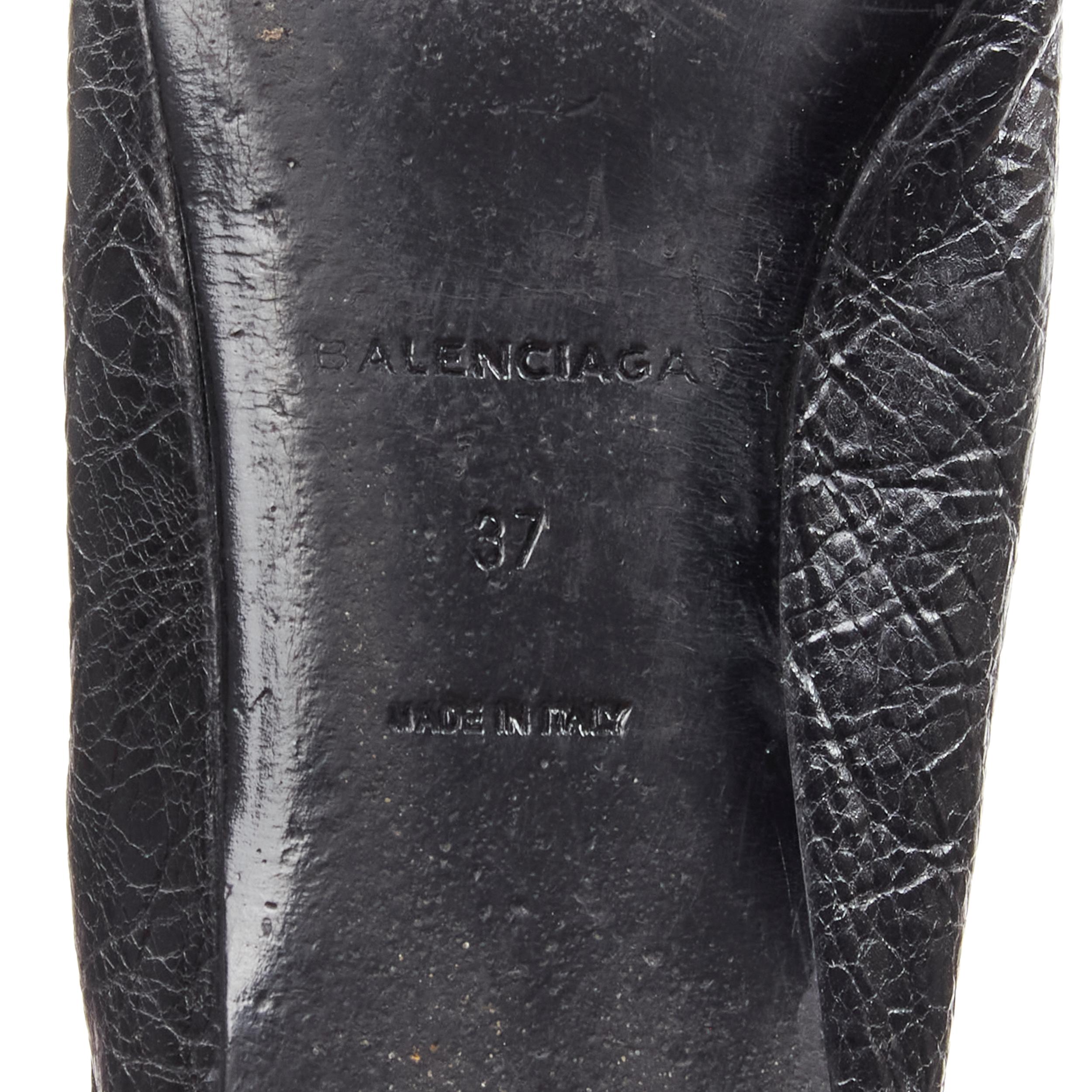 BALENCIAGA Demna black Arena crinkled leather square toe ballerina flats EU37 3