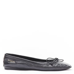 BALENCIAGA Demna black Arena crinkled leather square toe ballerina flats EU37