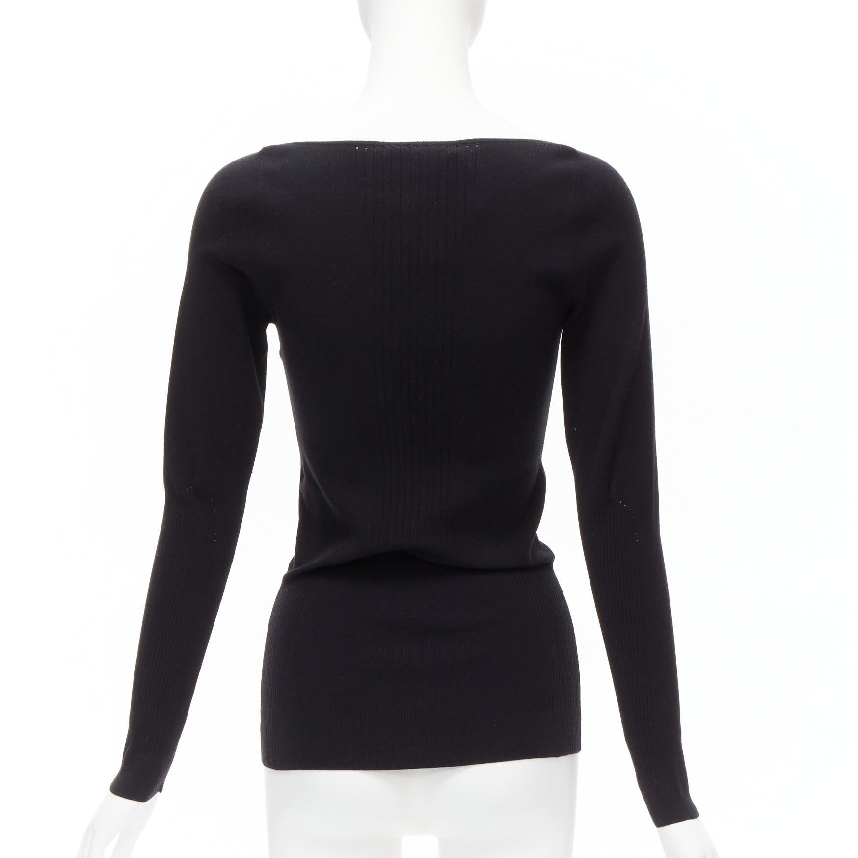Donna Balenciaga Demna top nero in maglia modale con scollo a cuore FR40 L. in vendita
